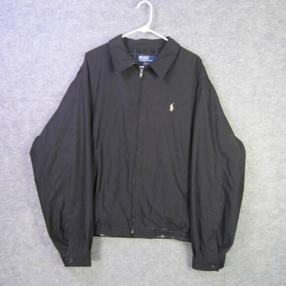 Polo Ralph Lauren Jacket Mens 2XL Black harrington Bomber Cotton Lined Zip Up - Picture 1 of 8
